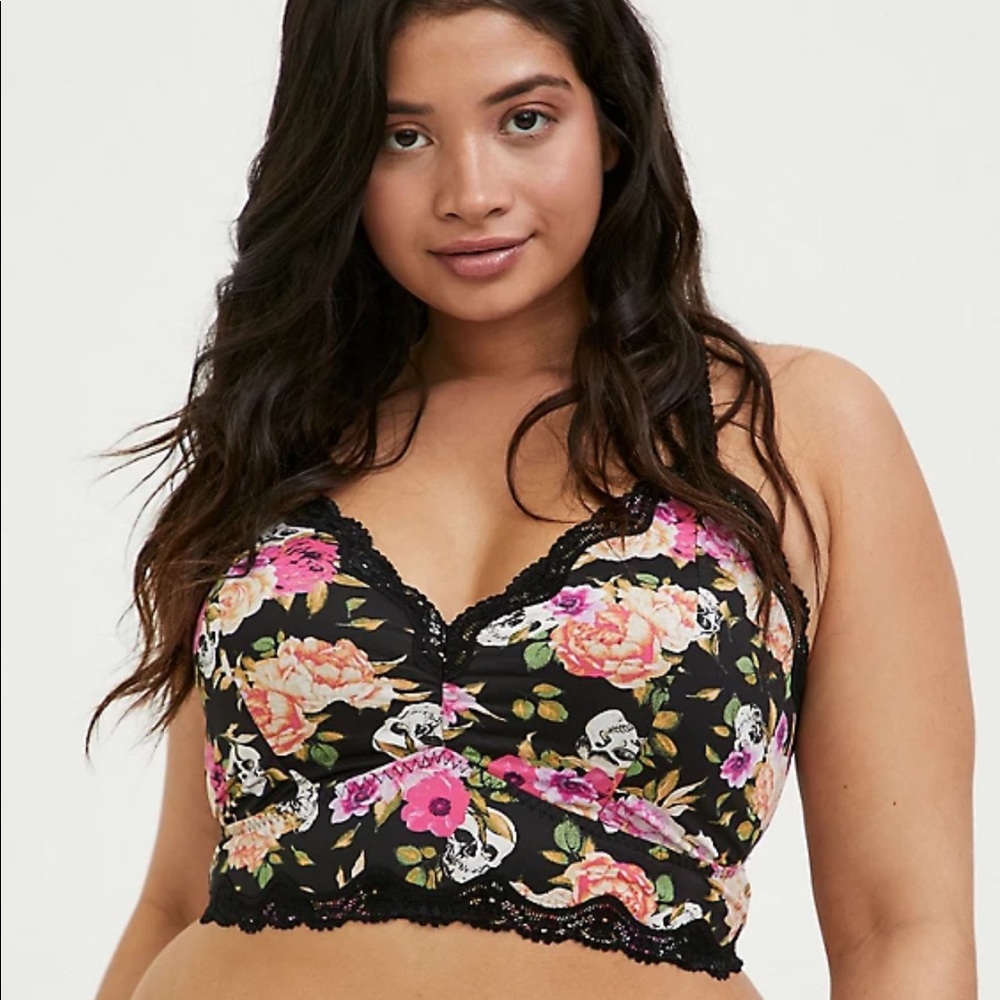 Torrid Neon Skull Floral Racerback Bralette